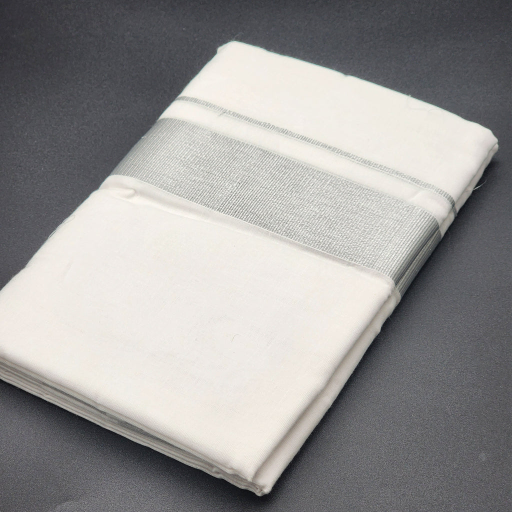 Dhoti Mundu Traditional South Indian style Broad Silver line 4103 Eljoys Fashion