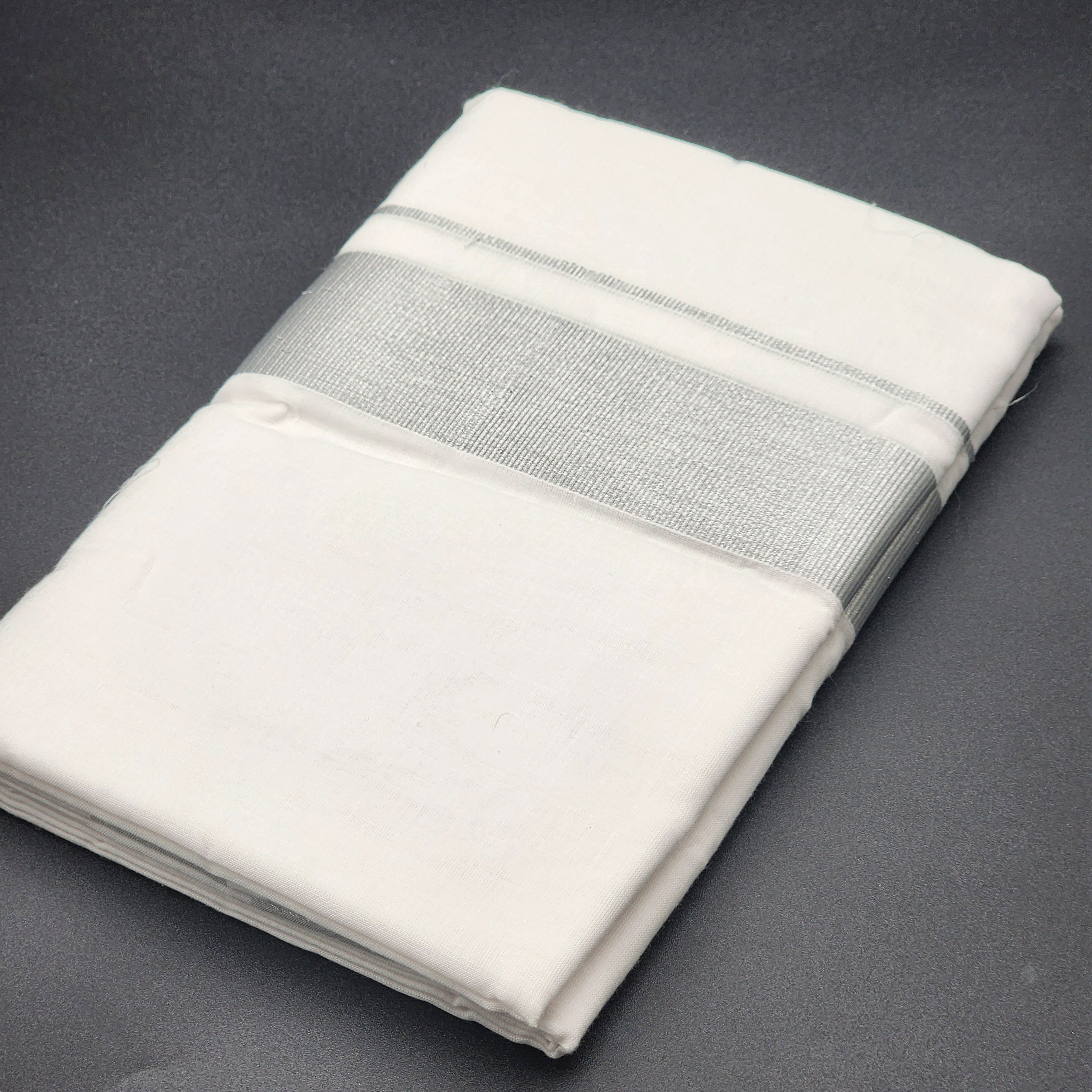 Dhoti Mundu Traditional South Indian style Broad Silver line 4103 Eljoys Fashion