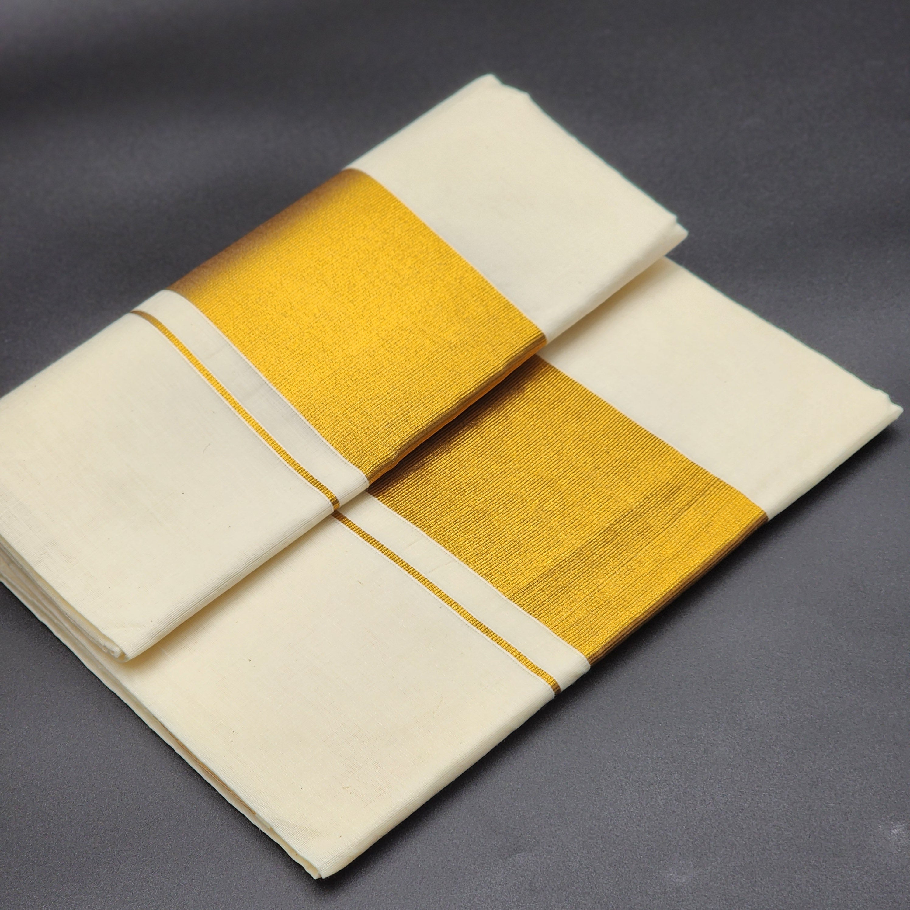 Traditional Kerala Saree Royal Gold Broad border 2118 Eljoys Fashion