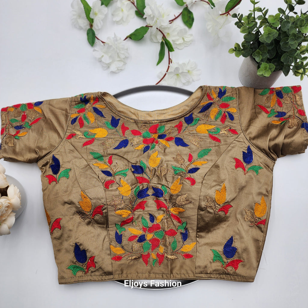 Embroidered Sequined blouse with Sleeve in vibrant colors - Free size Eljoys Fashion