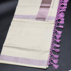 Traditional Tissue silk Saree with with full body Lavender lines and broad lavender lines with Tussel work 2134 Eljoys Fashion