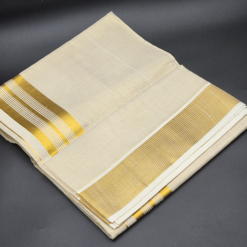 Tissue Silk full body small gold box line saree with small and large border lines 2138 Eljoys Fashion