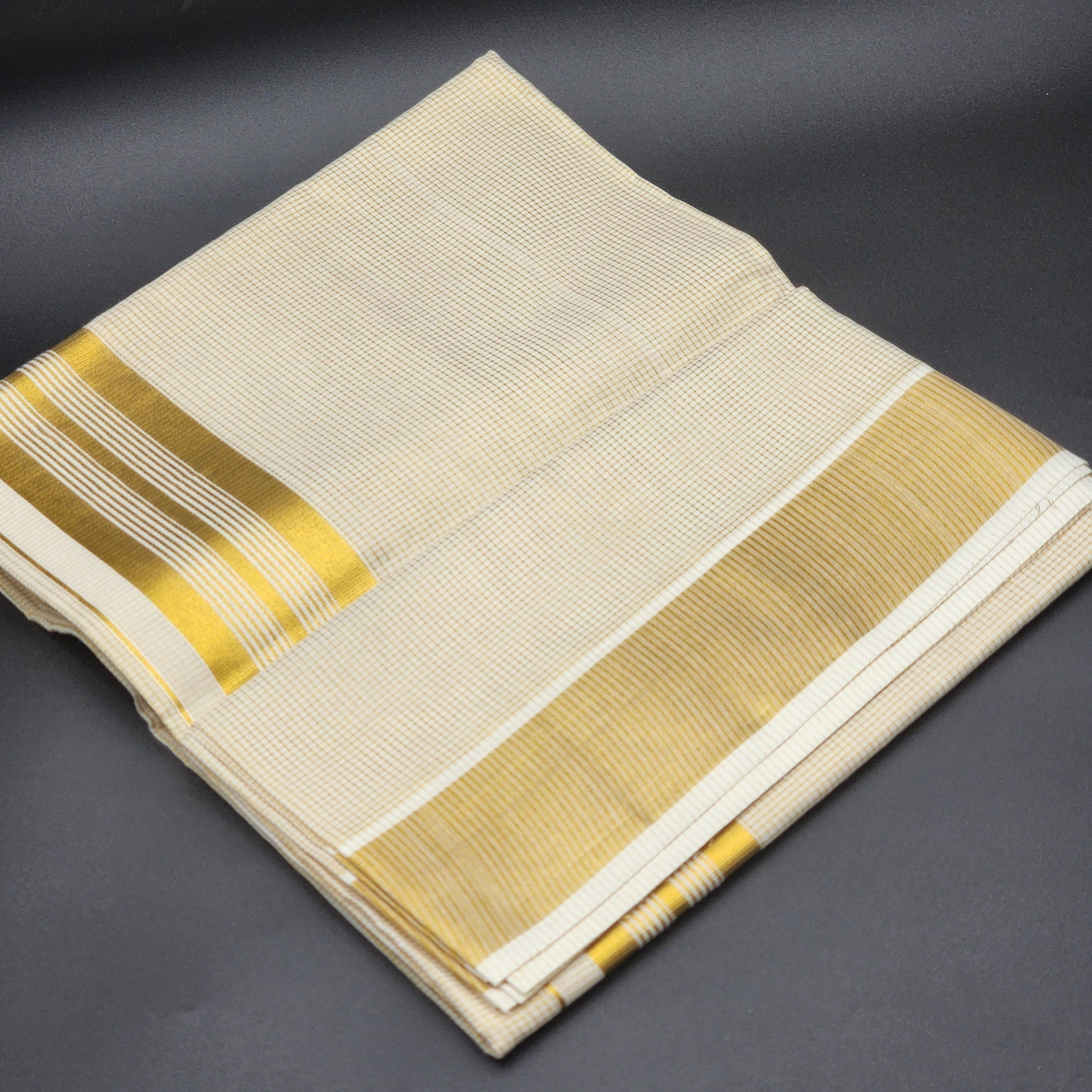Tissue Silk full body small gold box line saree with small and large border lines 2138 Eljoys Fashion