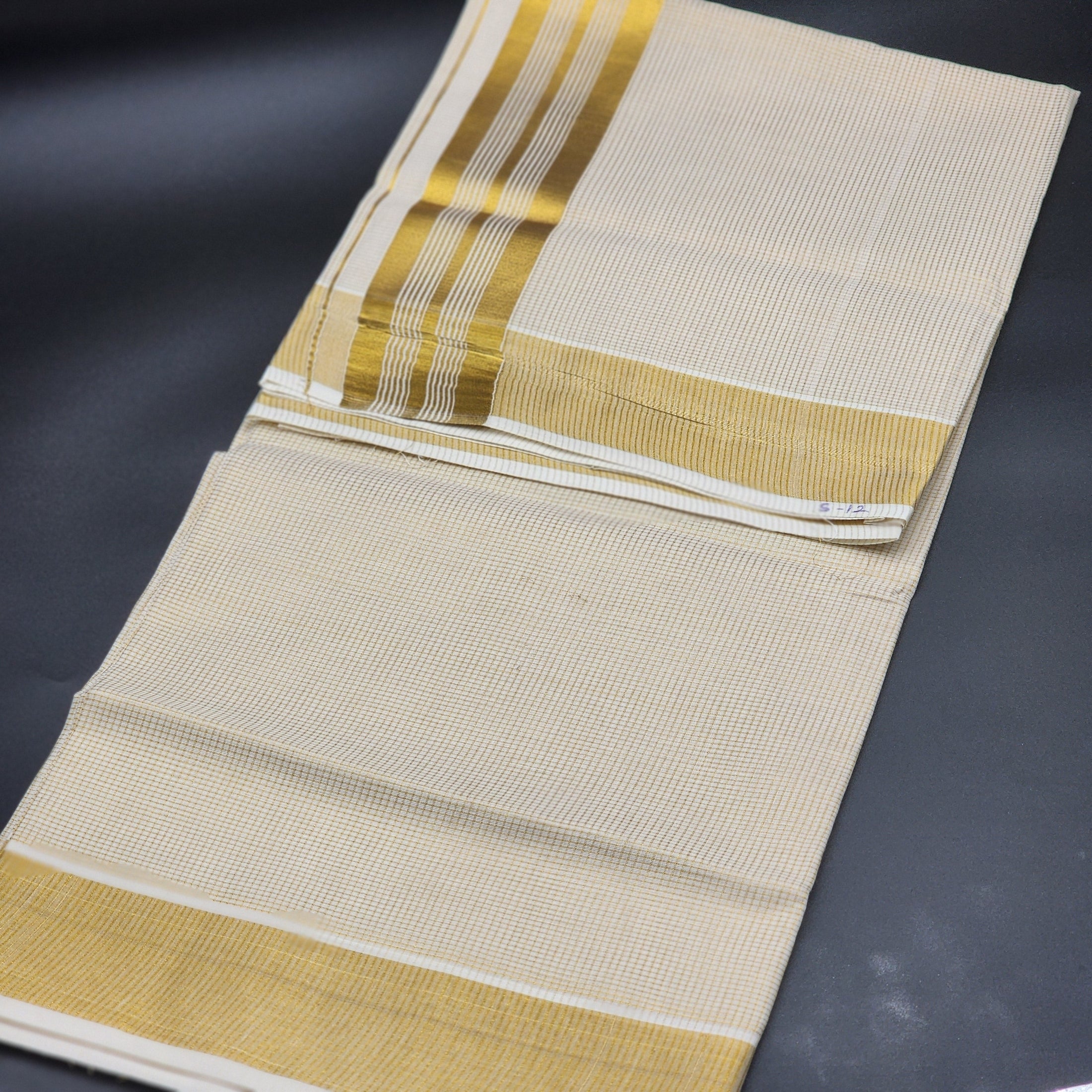 Tissue Silk full body small gold box line saree with small and large border lines 2138 Eljoys Fashion