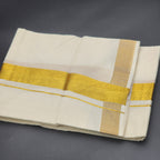 Dhoti Mundu Traditional South Indian style Broad gold border with single line 4100 Eljoys Fashion