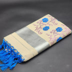 Tissue Silk south indian saree floral design blue and pink combo 2120 Eljoys Fashion