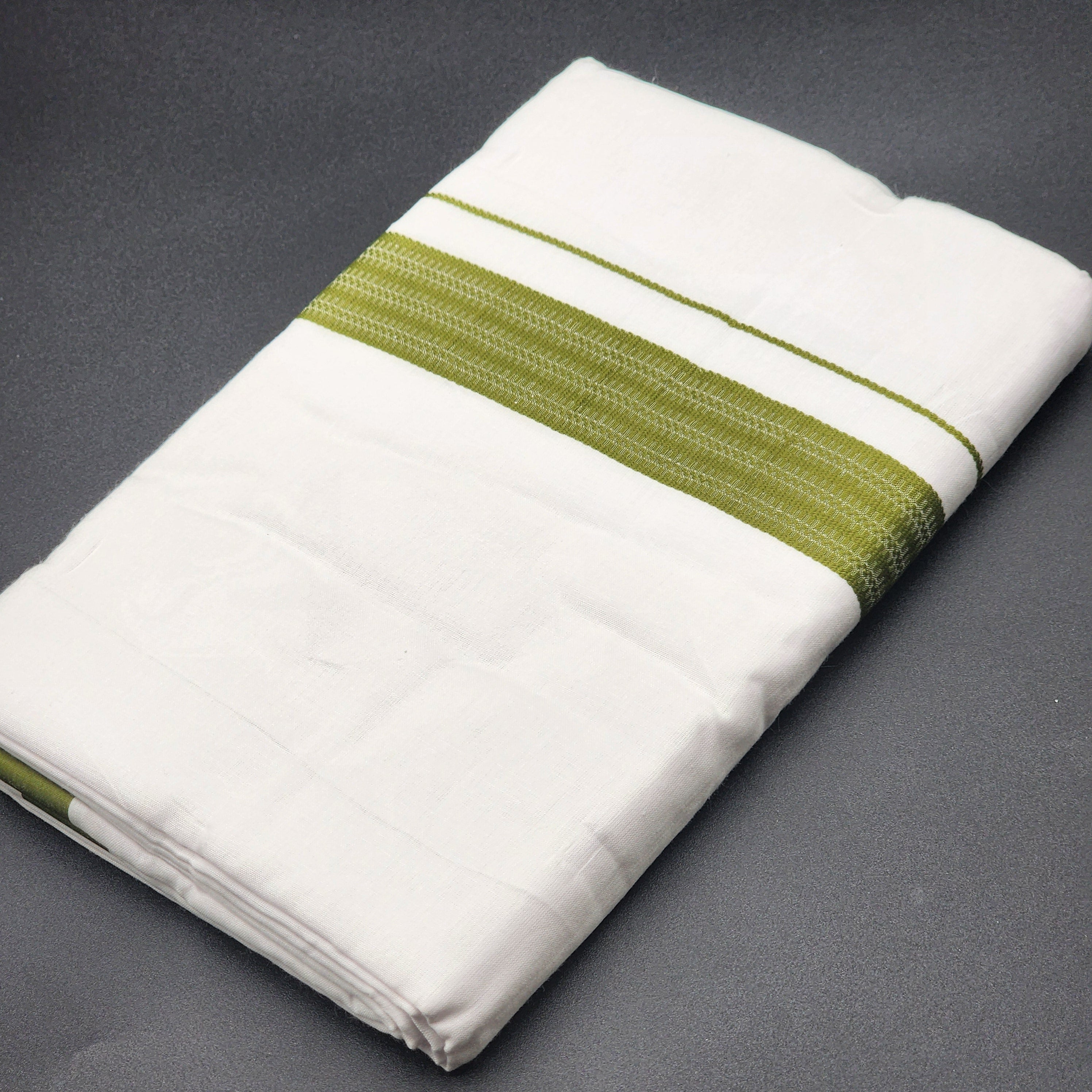 Dhoti Mundu Traditional South Indian style Parrot Green broad border 4104 Eljoys Fashion