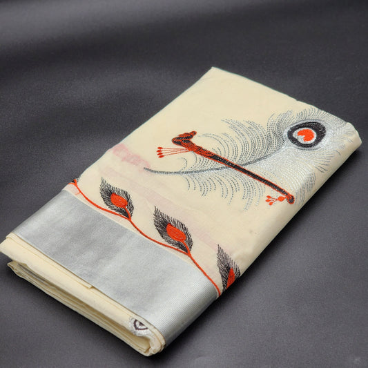 Tissue Silk Saree in beautiful peacock and covert design in Red, black and silver color Combination 2125 Eljoys Fashion
