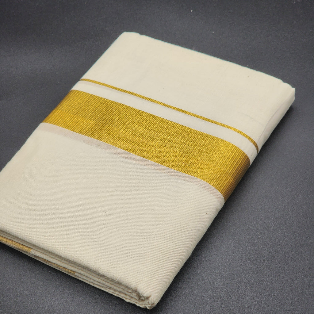 Dhoti Mundu Traditional South Indian style Broad gold border with single line 4100 Eljoys Fashion