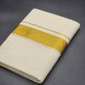 Dhoti Mundu Traditional South Indian style Broad gold border with single line 4100 Eljoys Fashion