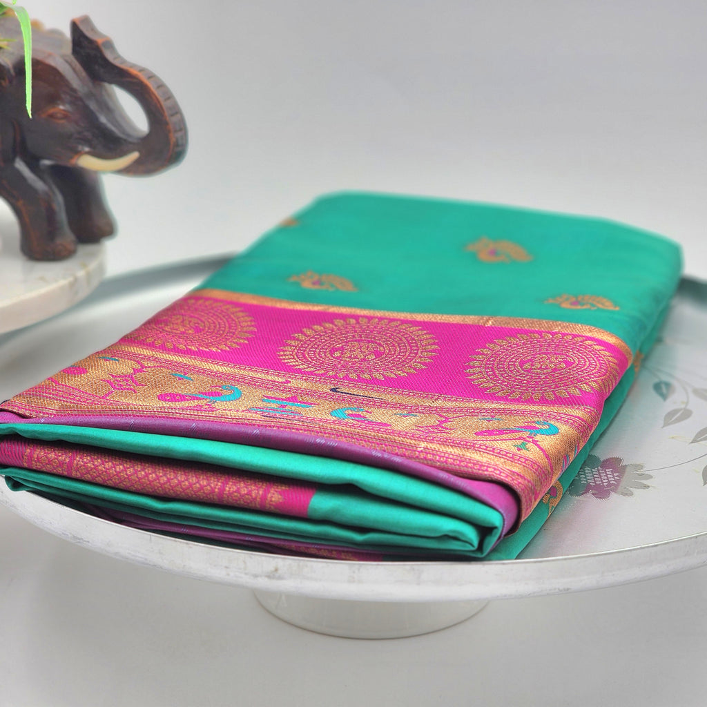 Soft Peshwai Paithani Silk Green 1128
