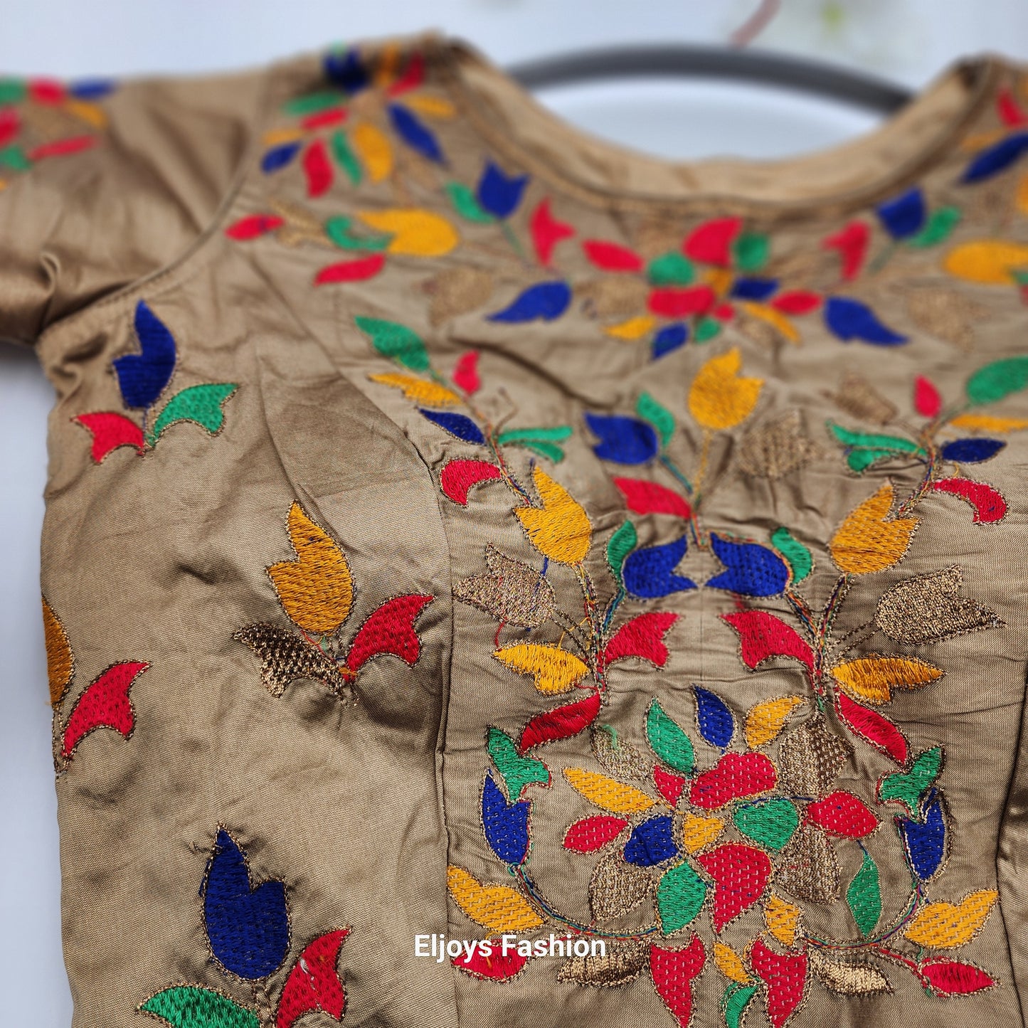 Embroidered Sequined blouse with Sleeve in vibrant colors - Free size