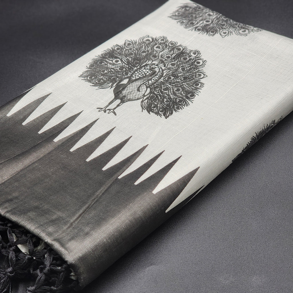 Handloom Silver Tissue Silk Saree 2131 Eljoys Fashion