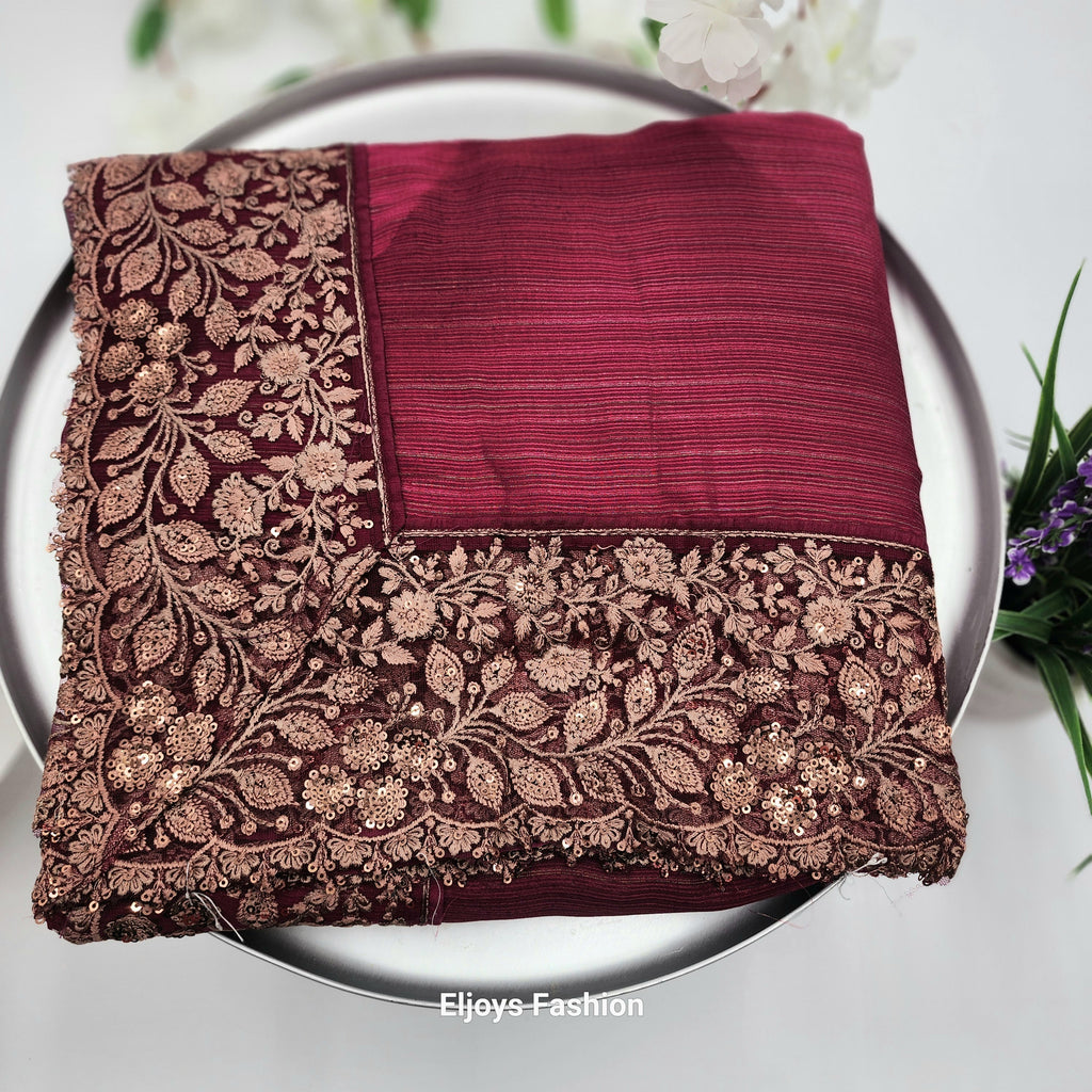 Bollywood Designer party wear Saree Soft silk Red with embroidery works 1110