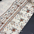 Saree printed in black orange village theme 2151