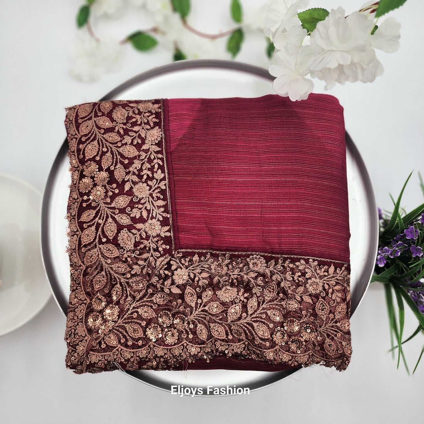 Bollywood Designer party wear Saree Soft silk Red with embroidery works