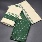 Set Mundu with geometric border and matching blouse piece 4007 Eljoys Fashion
