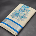 Tissue Silk South Indian Saree - Peacock design Blue and, Silver combo 2132 Eljoys Fashion