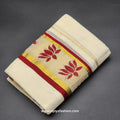Set Mundu Gold and burgundy border  lotus  flower pattern 4013