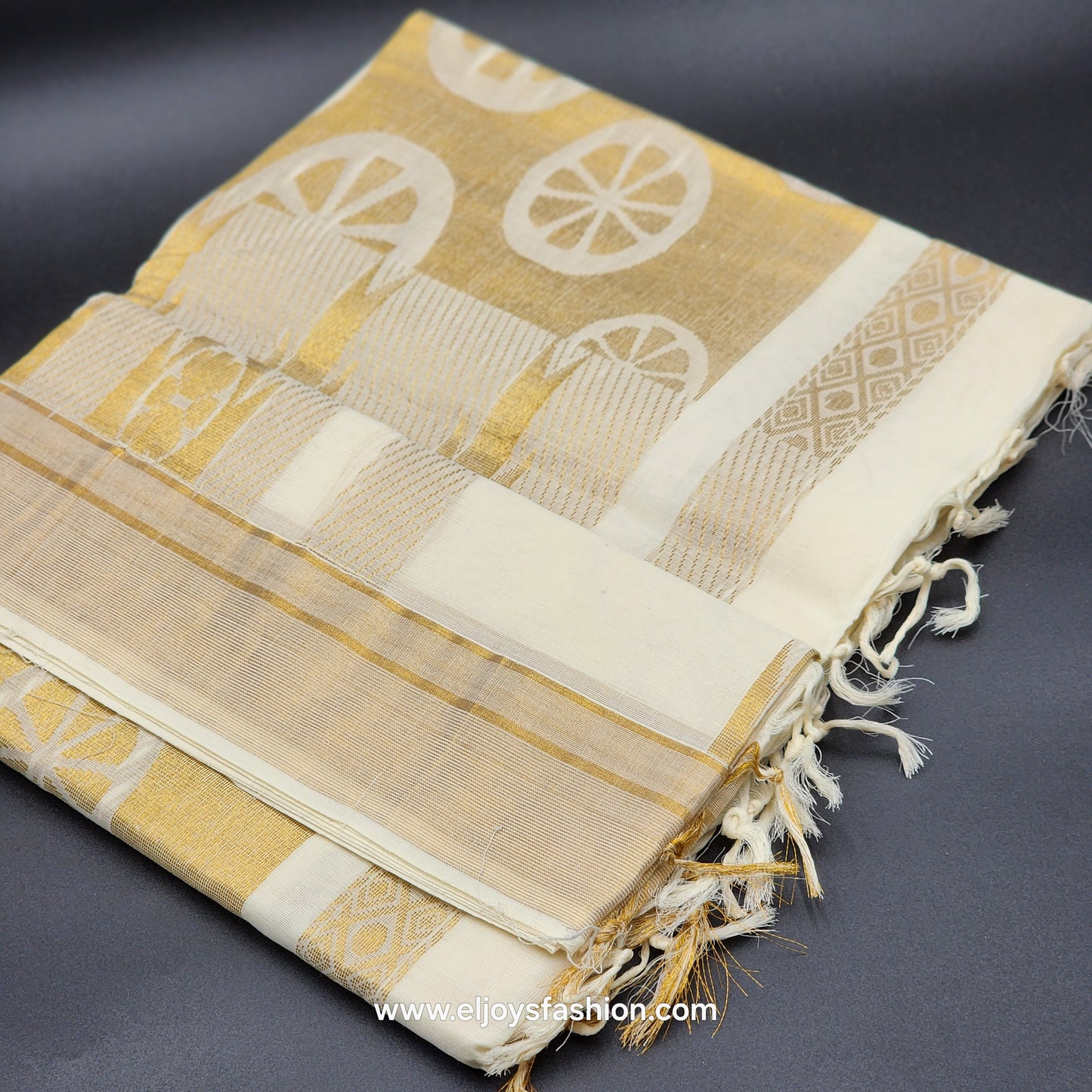 Kerala Golden   Saree with full body design  2141