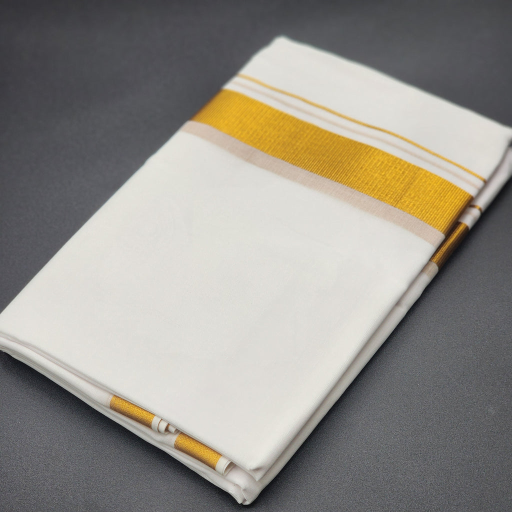 Dhoti Mundu Traditional South Indian style Gold Border 4107