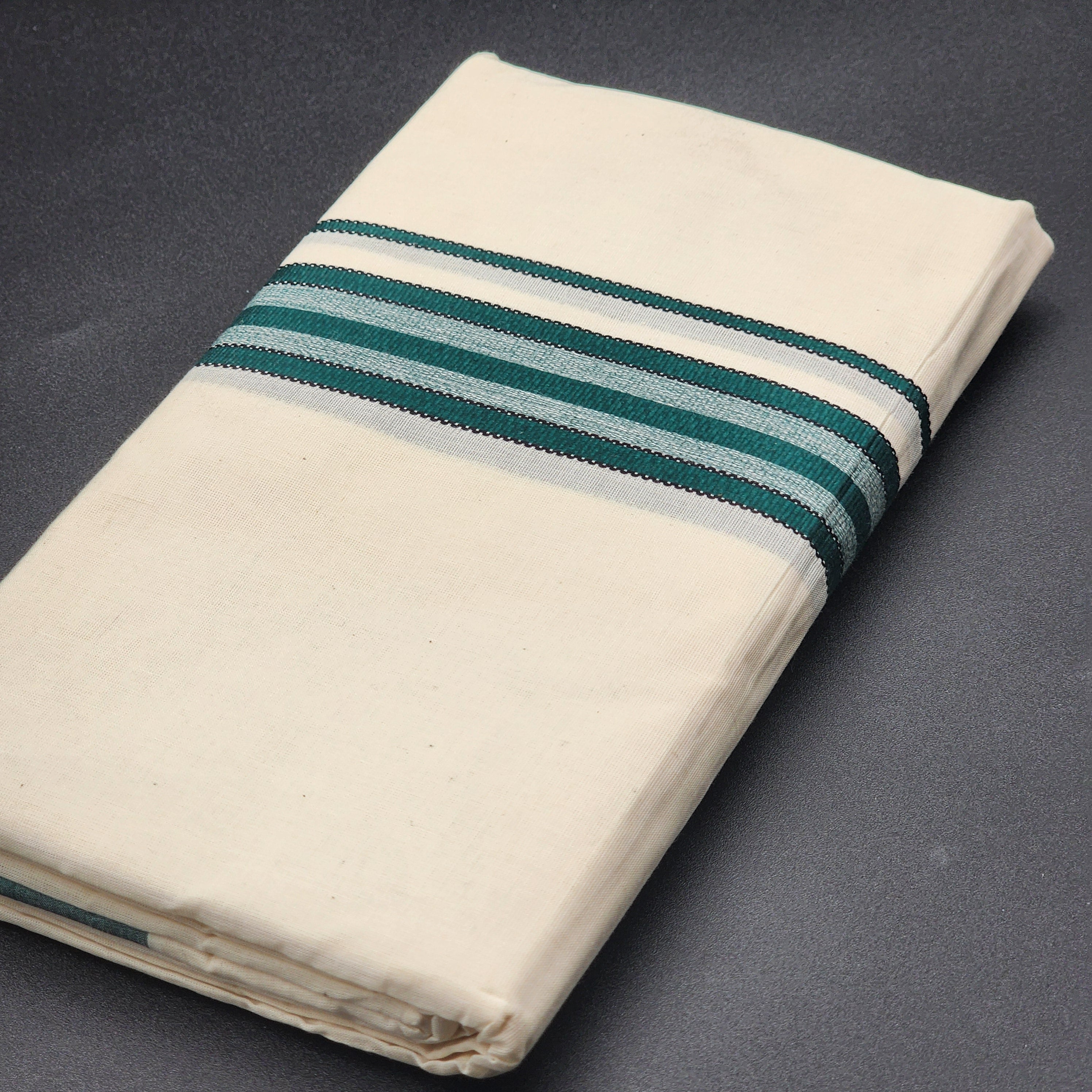 Dhoti Mundu Traditional South Indian style Dark/Light green black border