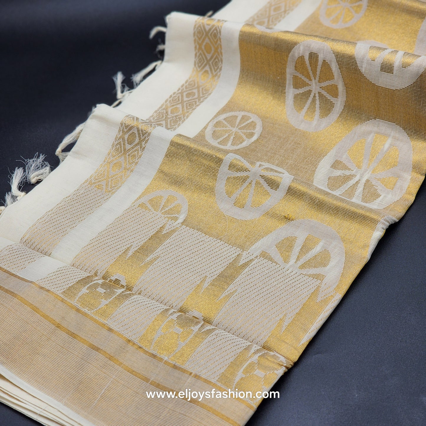 Kerala Golden   Saree with full body design  2141