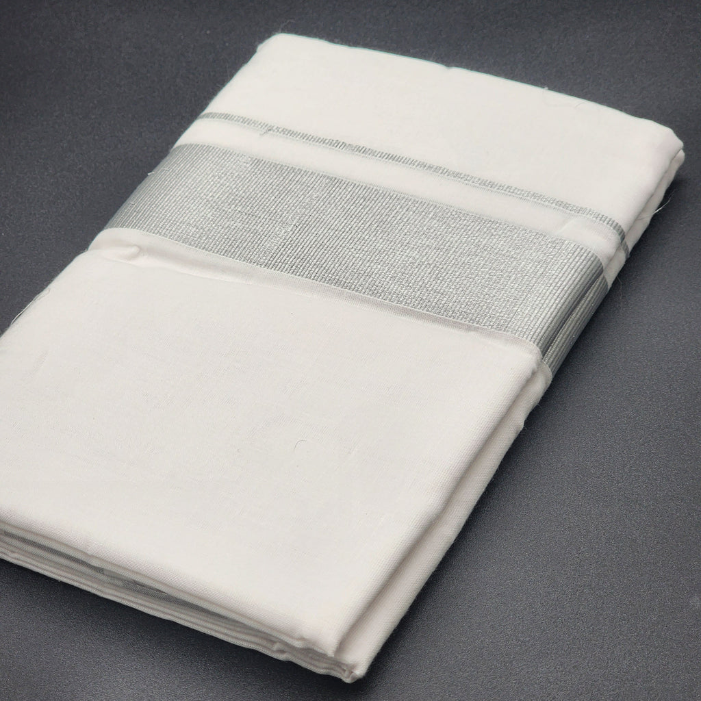 Dhoti Mundu Traditional South Indian style Broad Silver line 4103 Eljoys Fashion