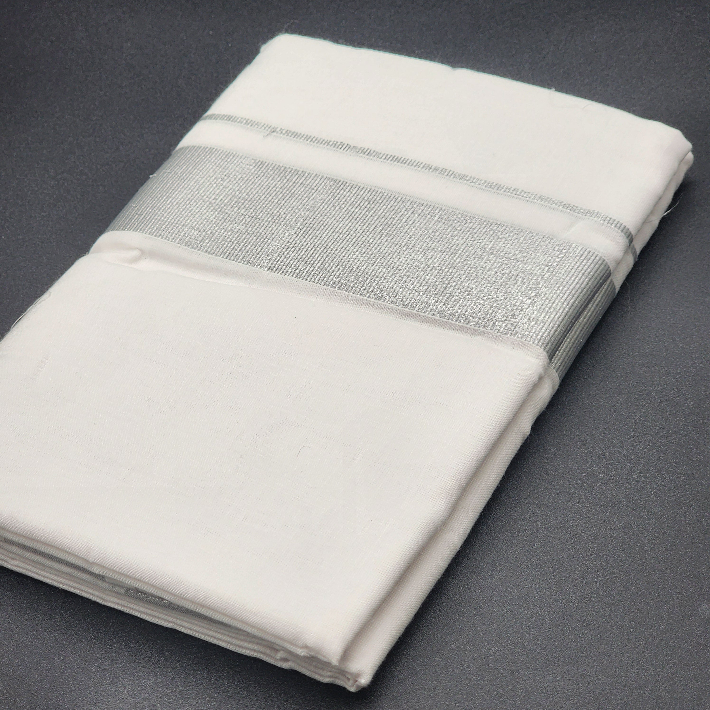 Dhoti Mundu Traditional South Indian style Broad Silver line 4103 Eljoys Fashion