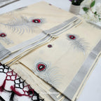 Tissue Silk South Indian Saree with silver red black Combo covert design Eljoys Fashion