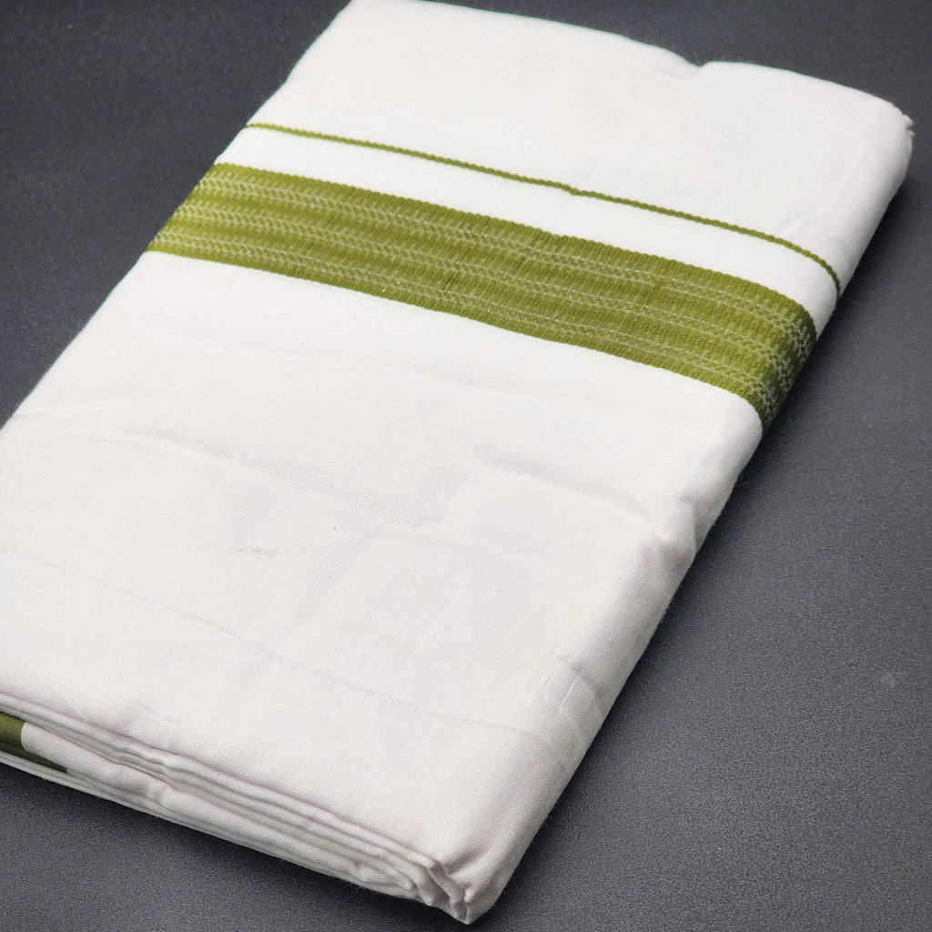 Dhoti Mundu Traditional South Indian style Parrot Green broad border 4104 Eljoys Fashion