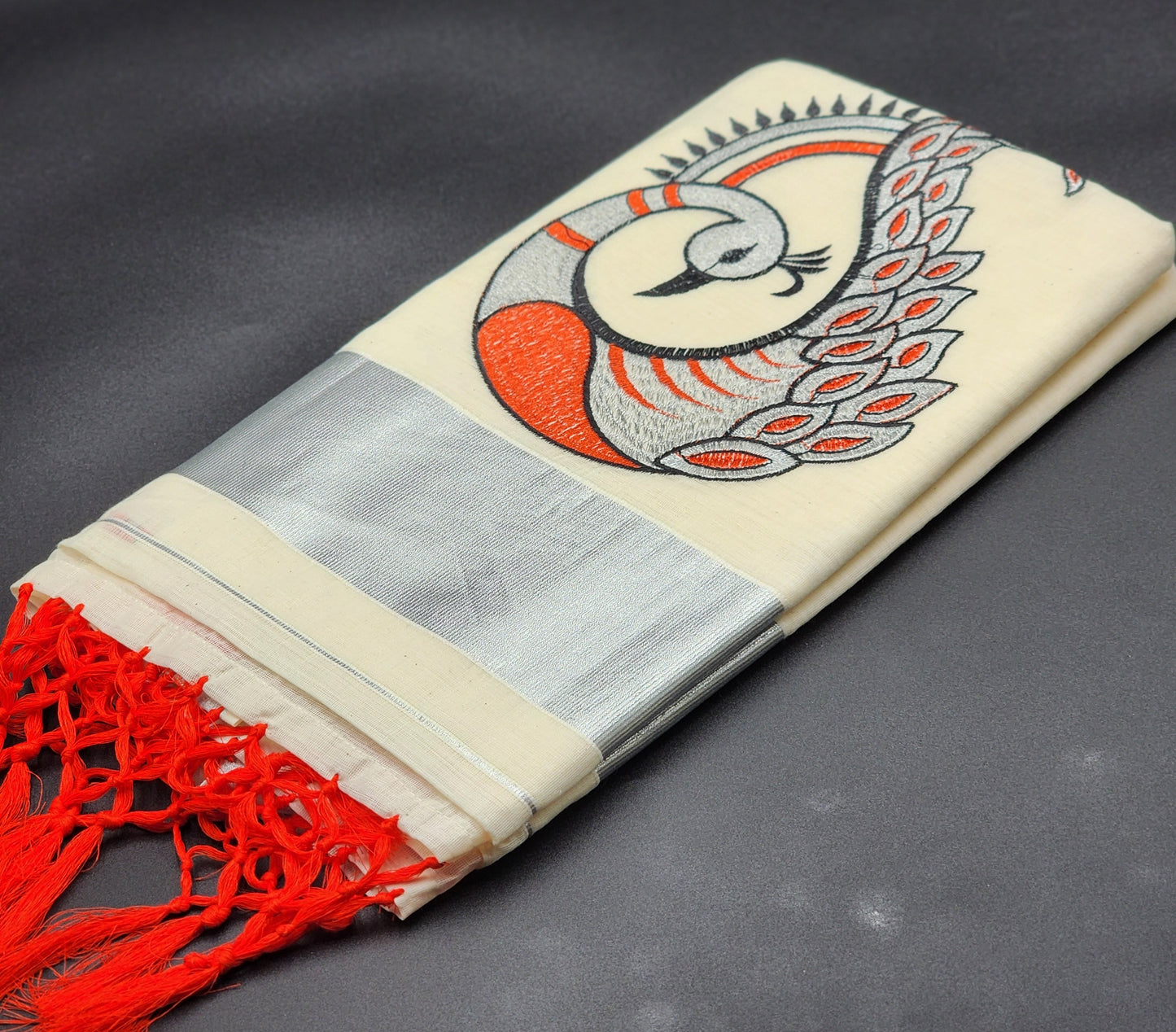 Tissue Silk Saree Peacock design red black and silver Combo 2128 Eljoys Fashion