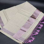 Traditional Tissue silk Saree with with full body Lavender lines and broad lavender lines with Tussel work 2134 Eljoys Fashion