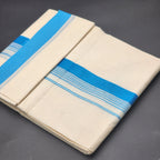 Dhoti Mundu Traditional South Indian style blue/light blue borders 4105