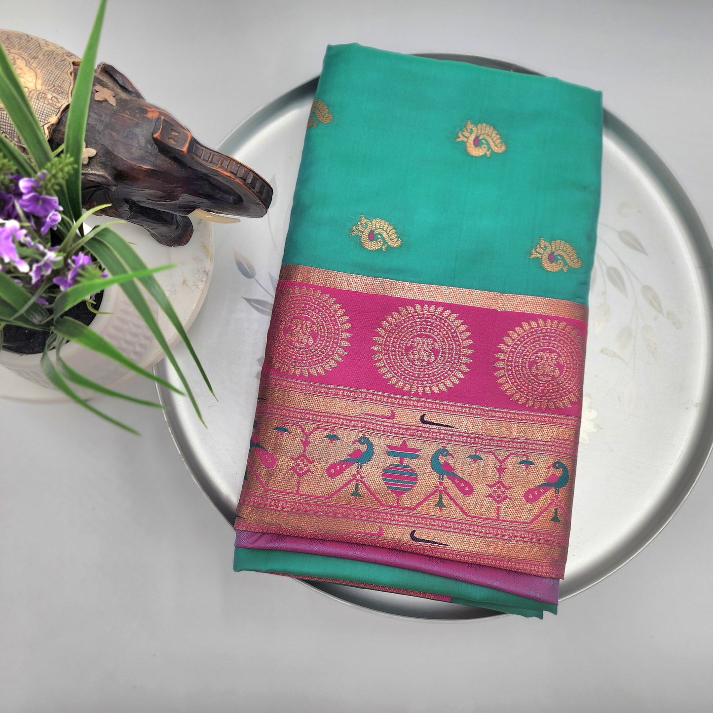 Soft Peshwai Paithani Silk Green