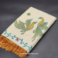 Kerala Saree Embroidered birds design in golden and blue with blue creeper border Tassel work 2142 Eljoys Fashion