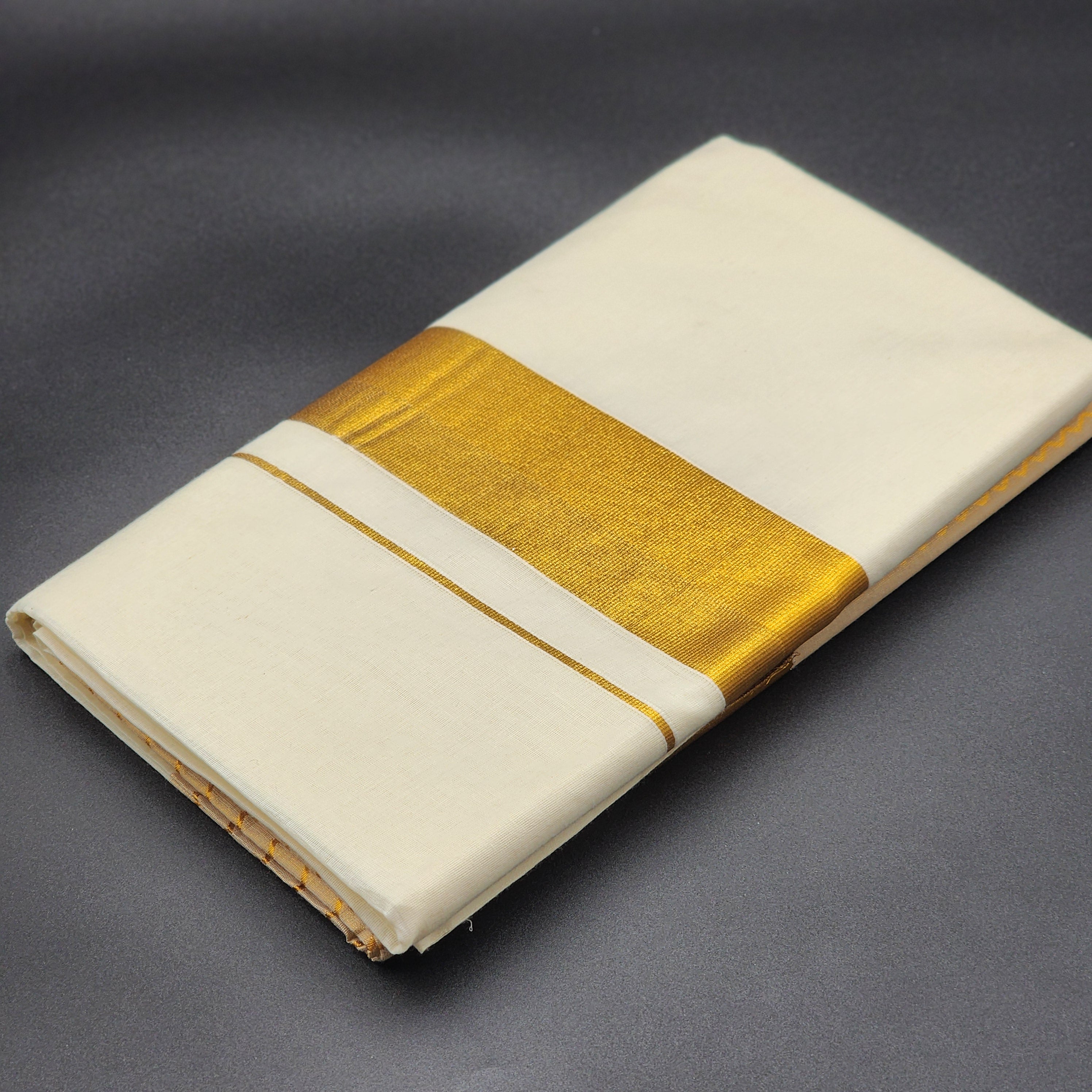 Tissue Silk Saree with medium border and gold wave pattern 2119 Eljoys Fashion