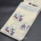 Saree printed in blue and red village theme 2152