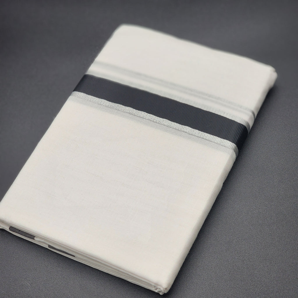 Dhoti Mundu Traditional South Indian style Black and silver border 4108