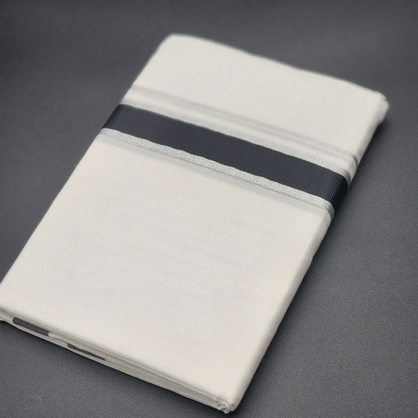 Dhoti (Mundu) Traditional South Indian style  Black and silver border 4108