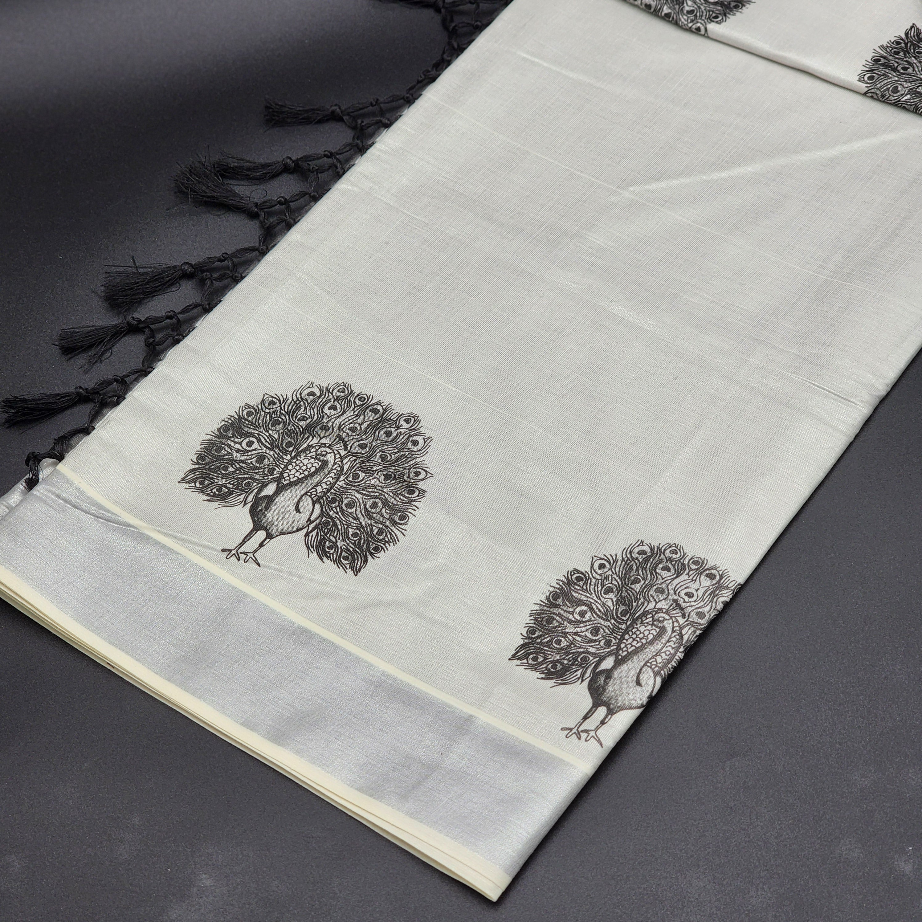 Handloom Silver Tissue Silk Saree 2131 Eljoys Fashion