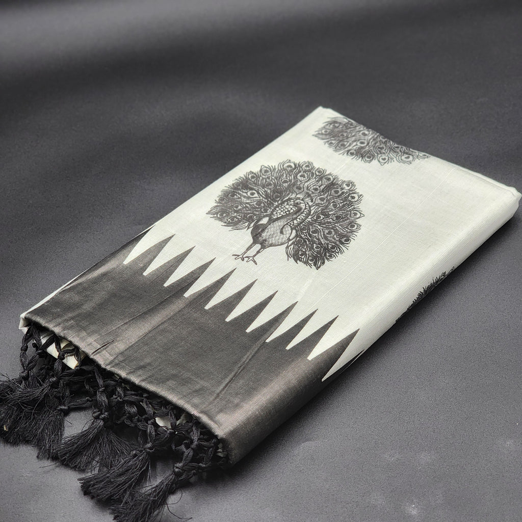 Handloom Silver Tissue Silk Saree 2131 Eljoys Fashion