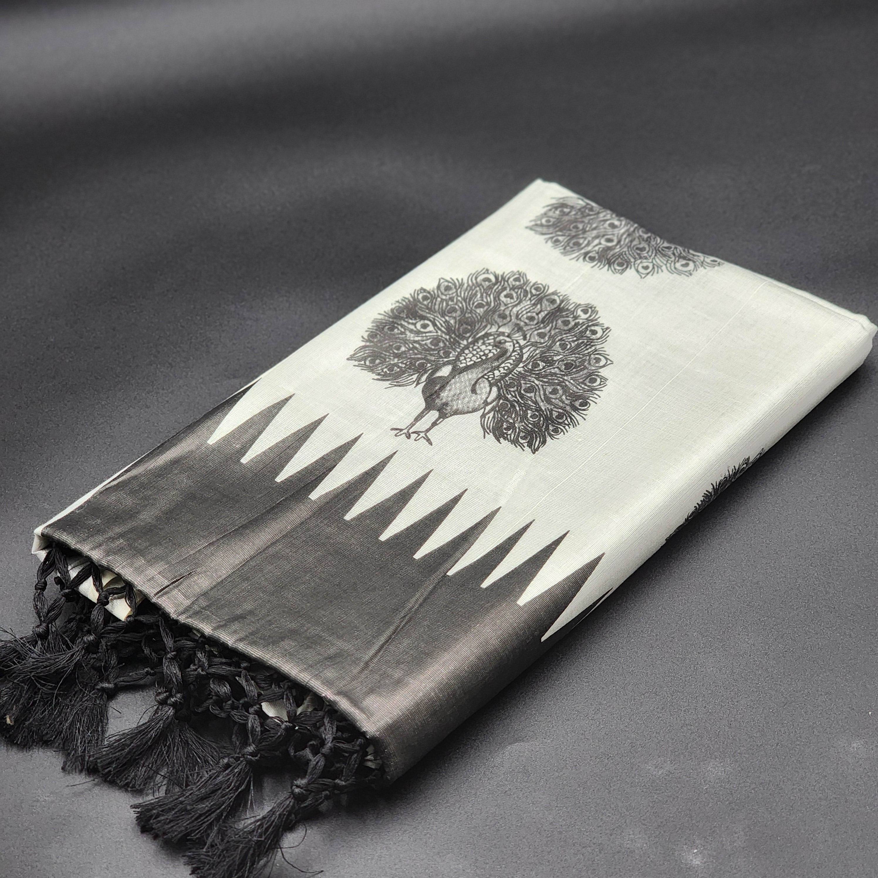 Handloom Silver Tissue Silk Saree 2131 Eljoys Fashion