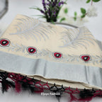 Tissue Silk South Indian Saree with silver red black Combo covert design Eljoys Fashion