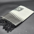 Handloom Tissue Silk Saree Black temple design and train feathers on Silver 2123 Eljoys Fashion