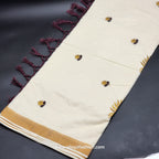 Saree 4 inch wide golden border chocolate creeper embroidery and full body Peacock train goden/choclate embroidery 2148