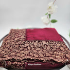 Bollywood Designer party wear Saree Soft silk Red with embroidery works 1110