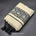 Set Mundu kalamkari peacock border with tassels 4001