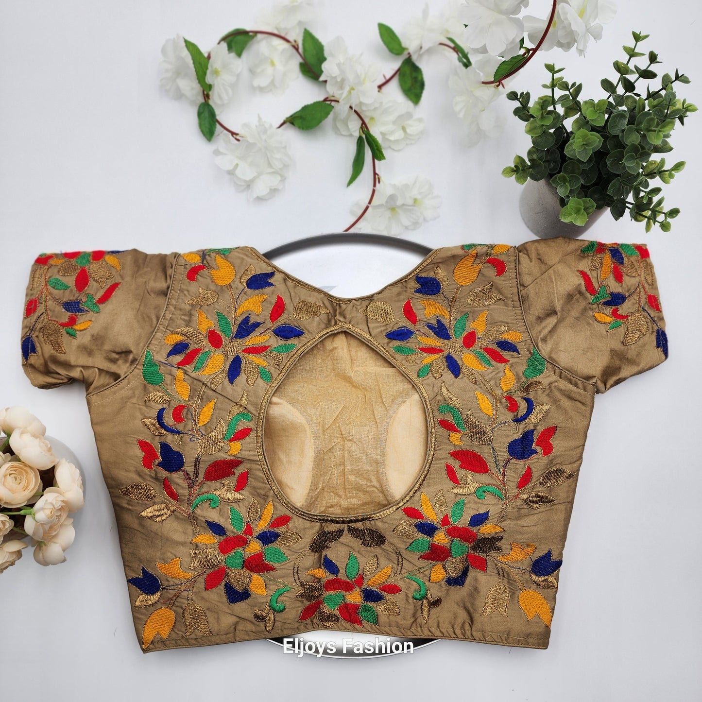 Embroidered Sequined blouse with Sleeve in vibrant colors - Free size