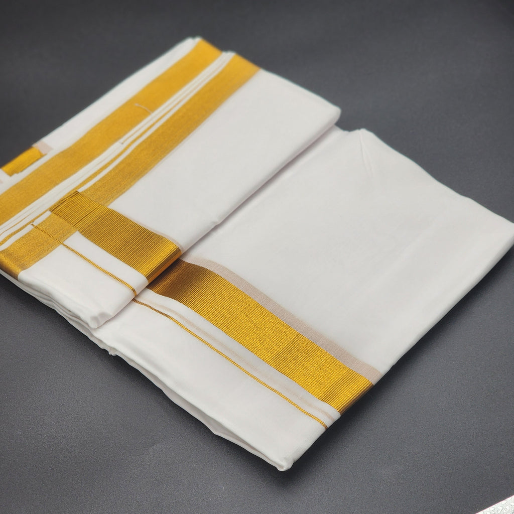 Dhoti Mundu Traditional South Indian style Gold Border 4107
